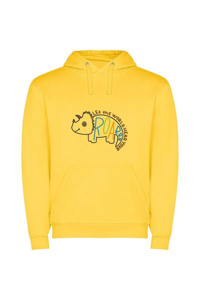 iLovePrints Roar of the Rhino Φούτερ με κουκούλα σε χρώμα Κίτρινο