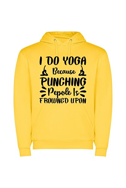 iLovePrints Profound Yoga, Panic-Free Φούτερ με κουκούλα σε χρώμα Κίτρινο