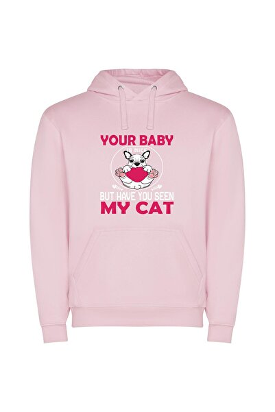 iLovePrints Whiskered Love Connection Φούτερ με κουκούλα σε χρώμα Ροζ