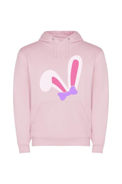 iLovePrints Whimsical Bunny Bow Φούτερ με κουκούλα σε χρώμα Ροζ