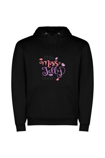 iLovePrints Bean Girl's Colorful Delight Φούτερ με κουκούλα σε χρώμα Μαύρο