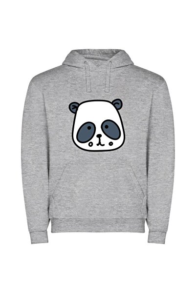 iLovePrints Panda Perfection! Φούτερ με κουκούλα σε χρώμα Γκρι