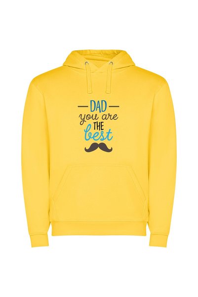 iLovePrints Dad: Simply the Best! Φούτερ με κουκούλα σε χρώμα Κίτρινο