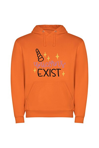iLovePrints Existential Unicorn Escape Φούτερ με κουκούλα σε χρώμα Πορτοκαλί