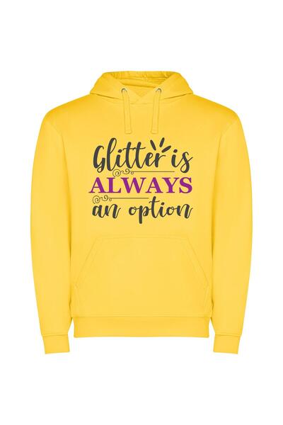 iLovePrints Glamour in Every Glitter Φούτερ με κουκούλα σε χρώμα Κίτρινο
