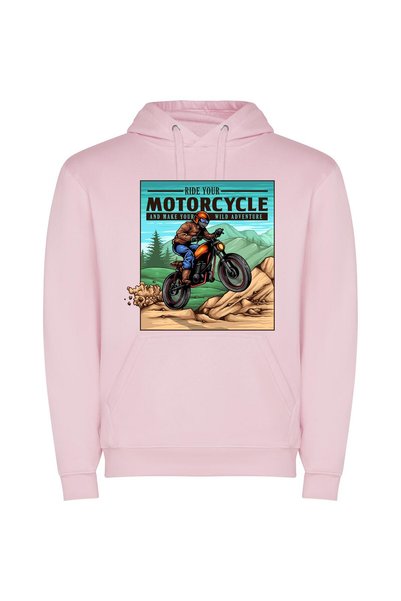 iLovePrints Retro Biker's Wild Ride Φούτερ με κουκούλα σε χρώμα Ροζ
