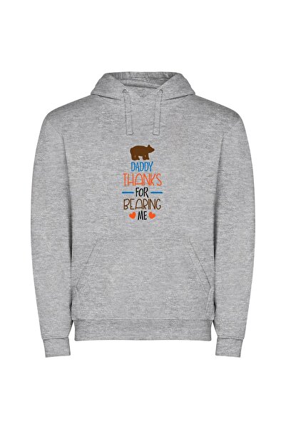 iLovePrints Furry Gratitude: Daddy Bear Φούτερ με κουκούλα σε χρώμα Γκρι