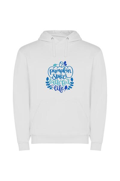 iLovePrints Pumpkin Perks for Life Φούτερ με κουκούλα σε χρώμα Λευκό