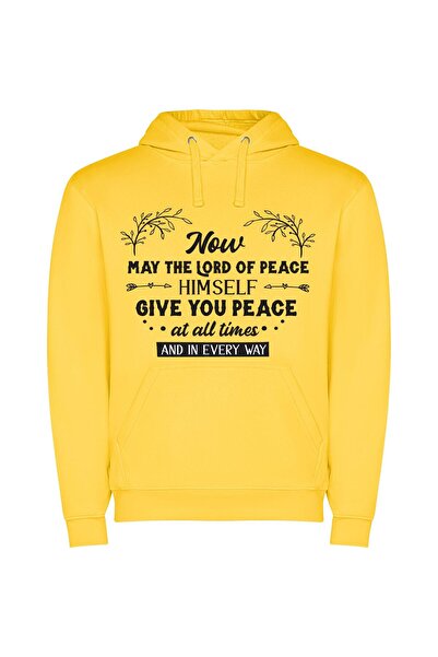 iLovePrints Divine Peaceful Blessings Φούτερ με κουκούλα σε χρώμα Κίτρινο