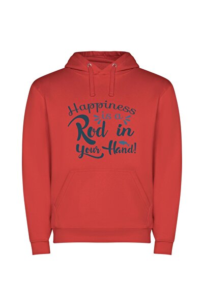 iLovePrints Joyful Rod of Happiness Φούτερ με κουκούλα σε χρώμα Κόκκινο