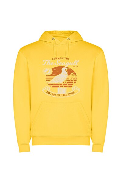 iLovePrints Palm Perch Retro Bliss Φούτερ με κουκούλα σε χρώμα Κίτρινο