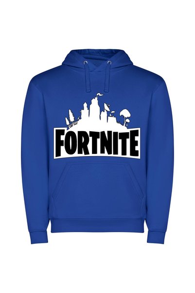 iLovePrints Monochrome Fortnite Experience Φούτερ με κουκούλα σε χρώμα Μπλε