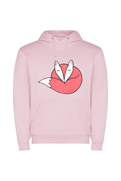 iLovePrints Enchanting Kitsune Portrait Φούτερ με κουκούλα σε χρώμα Ροζ