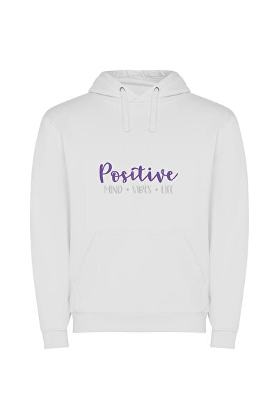 iLovePrints Blissful White Background Vibes Φούτερ με κουκούλα σε χρώμα Λευκό