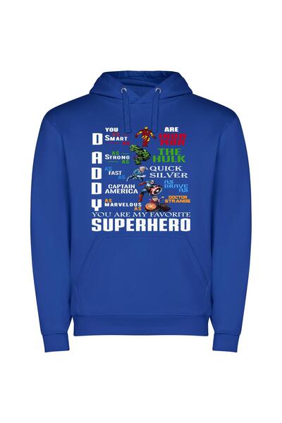 iLovePrints Heroic Fusion: Marvel Style Φούτερ με κουκούλα σε χρώμα Μπλε