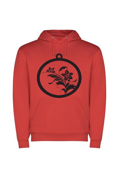 iLovePrints Elegant Floral Silhouette Φούτερ με κουκούλα σε χρώμα Κόκκινο