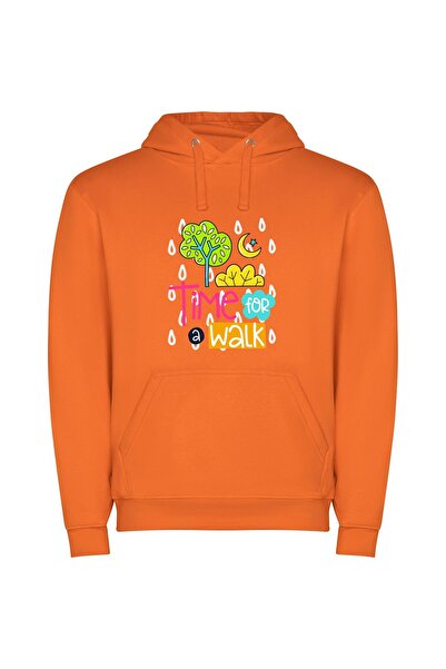 iLovePrints Strolling to Success: 5K Walk Φούτερ με κουκούλα σε χρώμα Πορτοκαλί