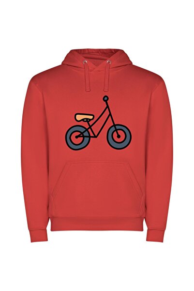iLovePrints Classic Monochrome Bicycles Φούτερ με κουκούλα σε χρώμα Κόκκινο