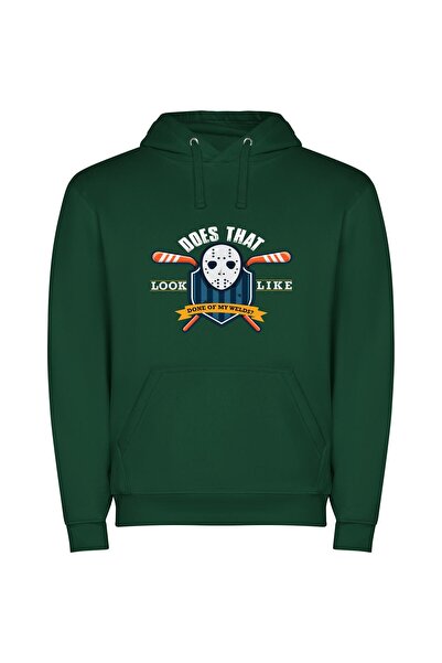 iLovePrints Game On: Hockey Inspired Φούτερ με κουκούλα σε χρώμα Πράσινο