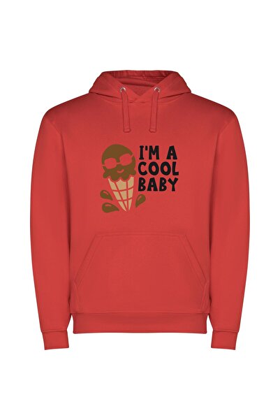 iLovePrints Cool Baby Cone Bliss Φούτερ με κουκούλα σε χρώμα Κόκκινο