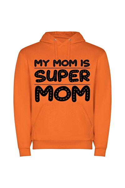 iLovePrints Supreme Mom: Super Realistic Φούτερ με κουκούλα σε χρώμα Πορτοκαλί