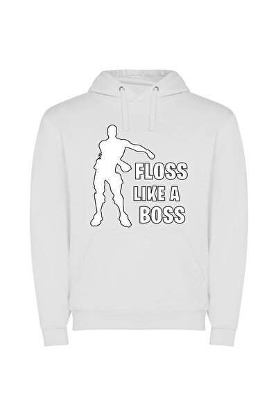 iLovePrints Fortnite Flossin' Line Art Φούτερ με κουκούλα σε χρώμα Λευκό