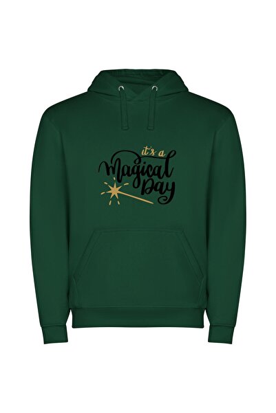 iLovePrints Gilded Magical Wonder Φούτερ με κουκούλα σε χρώμα Πράσινο