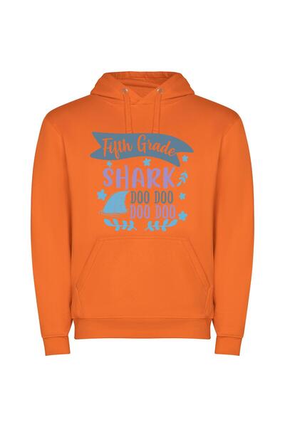 iLovePrints 5th Grade Shark Spectacle Φούτερ με κουκούλα σε χρώμα Πορτοκαλί