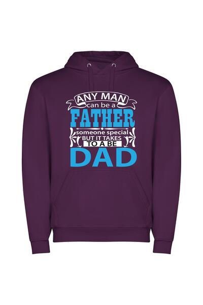 iLovePrints Daddy, My Fatherly Hero Φούτερ με κουκούλα σε χρώμα Μωβ