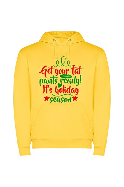 iLovePrints Holiday Feast Fashion Φούτερ με κουκούλα σε χρώμα Κίτρινο