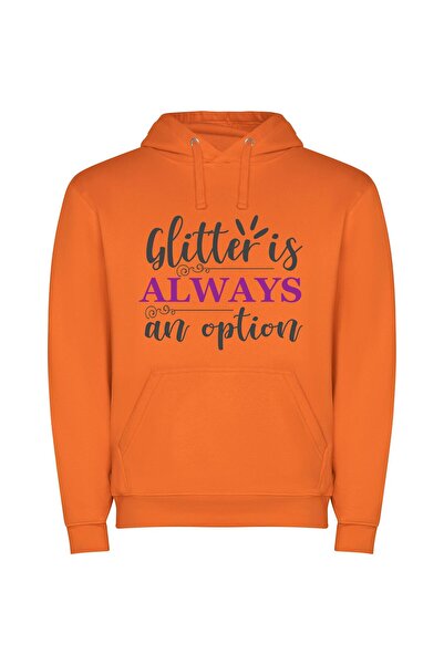 iLovePrints Glamour in Every Glitter Φούτερ με κουκούλα σε χρώμα Πορτοκαλί