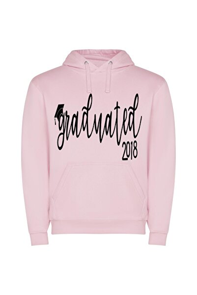 iLovePrints Signature Graduate Cap Illustration Φούτερ με κουκούλα σε χρώμα Ροζ
