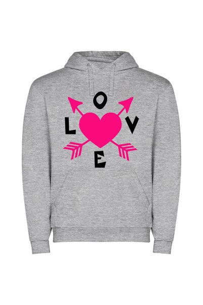 iLovePrints Love Arrowed Heart Φούτερ με κουκούλα σε χρώμα Γκρι
