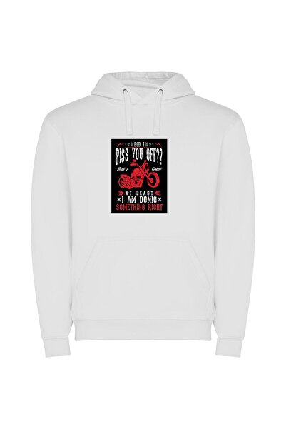 iLovePrints Fiery Motorcycle Obsession Φούτερ με κουκούλα σε χρώμα Λευκό