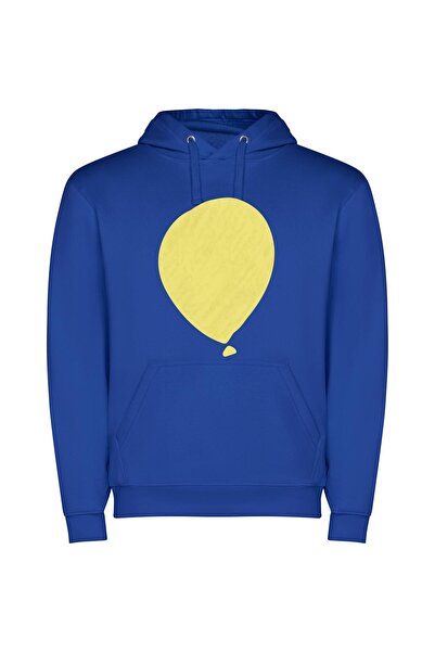 iLovePrints Gilded Yellow Balloon Beauty Φούτερ με κουκούλα σε χρώμα Μπλε