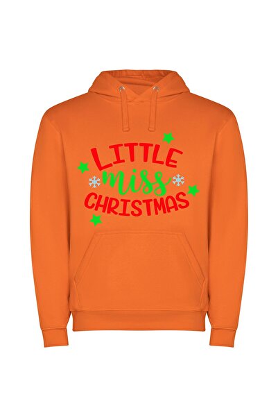 iLovePrints Merry Miss Christmas Delights Φούτερ με κουκούλα σε χρώμα Πορτοκαλί