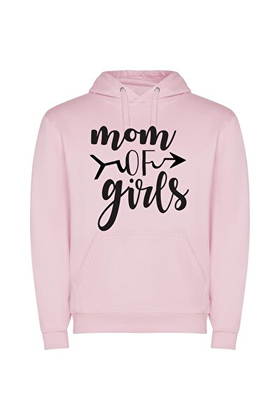 iLovePrints Girls, Mom, Love, Adorned Φούτερ με κουκούλα σε χρώμα Ροζ