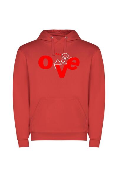 iLovePrints Scarlet Love's White Canvas Φούτερ με κουκούλα σε χρώμα Κόκκινο