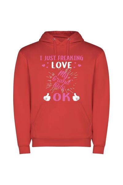 iLovePrints Grand Love: Trending Wallpaper Φούτερ με κουκούλα σε χρώμα Κόκκινο