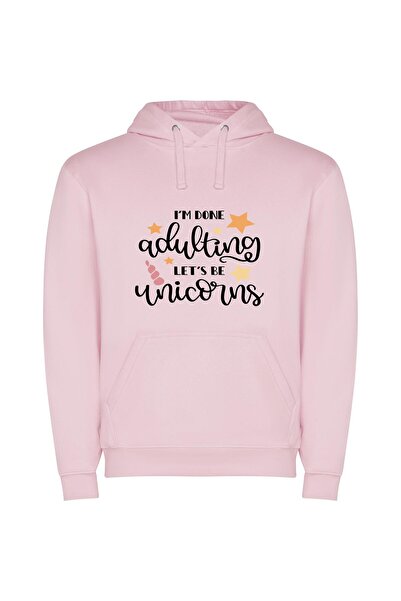 iLovePrints Whimsical Unicorn Escapades Φούτερ με κουκούλα σε χρώμα Ροζ