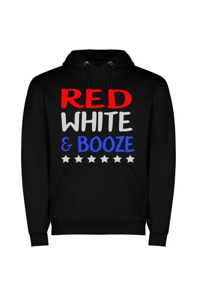 iLovePrints Colorful Booze Sign Φούτερ με κουκούλα σε χρώμα Μαύρο