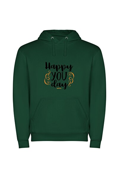 iLovePrints Vibrant 'Happy You Day' Φούτερ με κουκούλα σε χρώμα Πράσινο