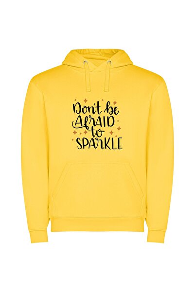 iLovePrints Sparkle, Shine, Embrace It Φούτερ με κουκούλα σε χρώμα Κίτρινο