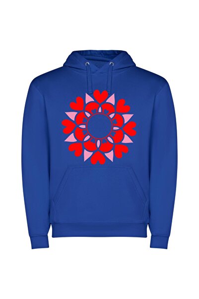 iLovePrints Love Blooms Elegantly Φούτερ με κουκούλα σε χρώμα Μπλε