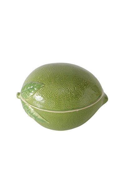 Boltze Recipient ceramic de depozitare cu capac 17,5 x 12 cm Culoare lime