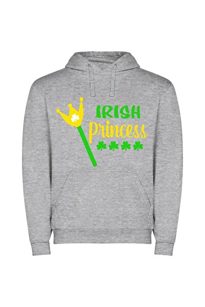 iLovePrints Crowned Irish Sovereign Φούτερ με κουκούλα σε χρώμα Γκρι