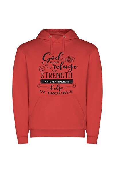 iLovePrints Divine Strength Refuge Φούτερ με κουκούλα σε χρώμα Κόκκινο