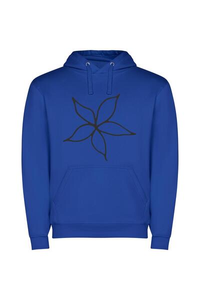 iLovePrints Monochrome Blossom Sketch Φούτερ με κουκούλα σε χρώμα Μπλε