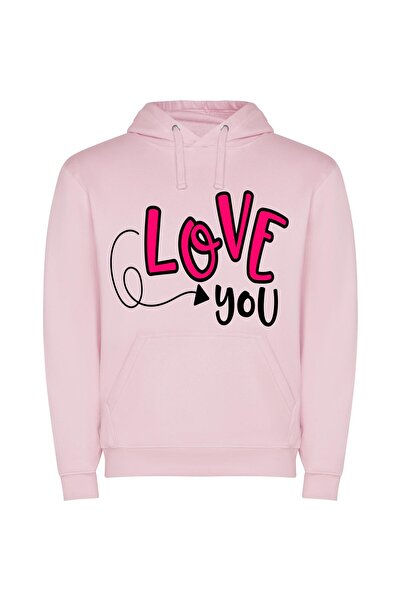 iLovePrints Colorful Loving Expressions Φούτερ με κουκούλα σε χρώμα Ροζ