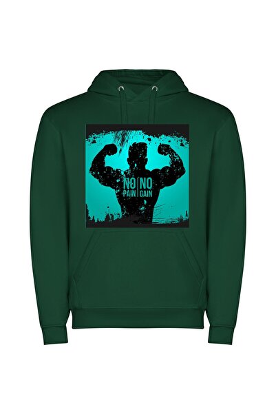 iLovePrints Silent Strength: Muscular Silhouette Φούτερ με κουκούλα σε χρώμα ...